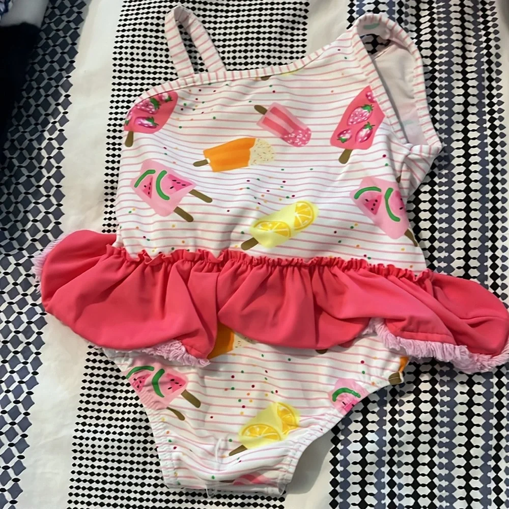 Mud Pie Toddler Girls Popsicle Swimsuit One Piece Ruffle 2T